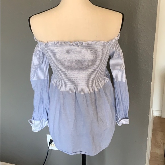 Primark Blue Off the Shoulder Fit & Flare Top size 4 - Picture 2 of 4